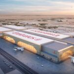 Computer generated design of the new Emirates engineering facility at Dubai World Central